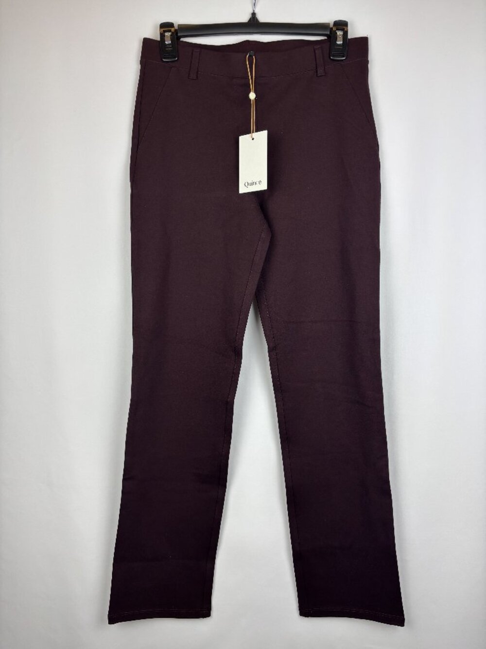 Small Quince Ultra Stretch Ponte Straight Leg Pant Burgundy Work Travel NWT